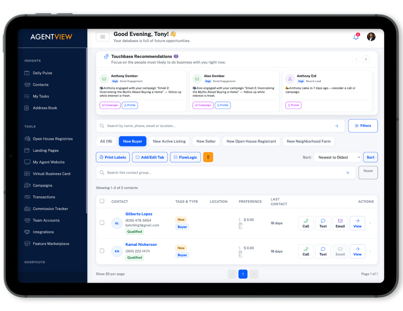 AGENTVIEW AV2 contacts, Smart Lists and FlowLogic workflow