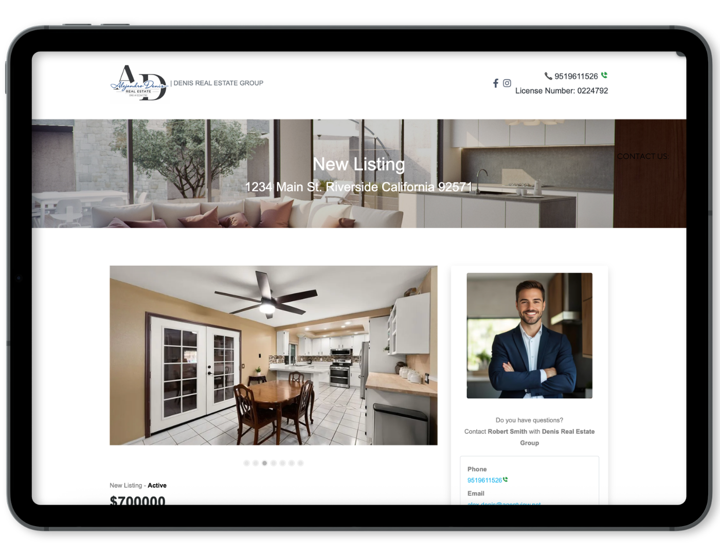 Finished AGENTVIEW real estate landing page